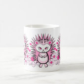 ハリネズミのガーリーでかわいいピンク コーヒーマグカップ (中央)