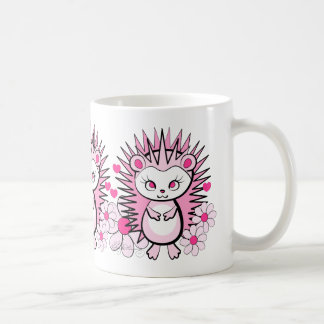 ハリネズミのガーリーでかわいいピンク コーヒーマグカップ