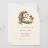 ハリネズミのキノコの森の秋のジェンダーニュートラル 招待状 (正面)