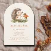 ハリネズミのキノコの森の秋のジェンダーニュートラル 招待状