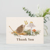 ハリネズミのキノコ蝶の赤ちゃんシャワー サンキューカード (スタンド正面)