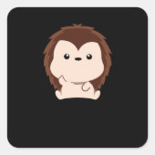 ハリネズミのギフト漫画の中指おもしろい動物 スクエアシール (正面)