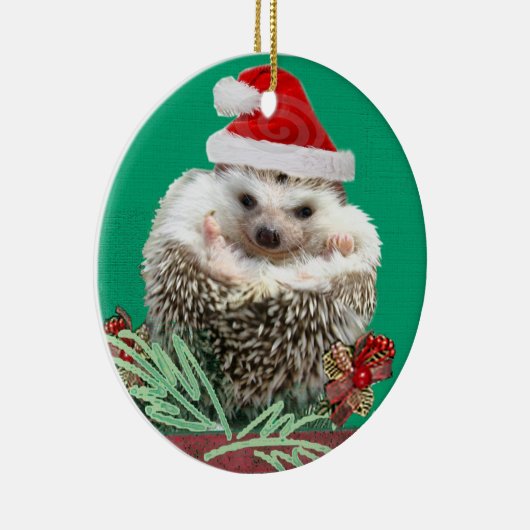 ハリネズミのクリスマスのオーナメント セラミックオーナメント (右)