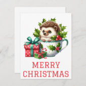 ハリネズミのクリスマスカード シーズンカード (正面/裏面)
