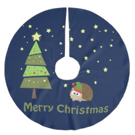 ハリネズミのクリスマスシーン ブラッシュドポリエステルツリースカート
