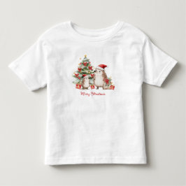 ハリネズミのクリスマスツリープレゼント キッズ トドラーTシャツ