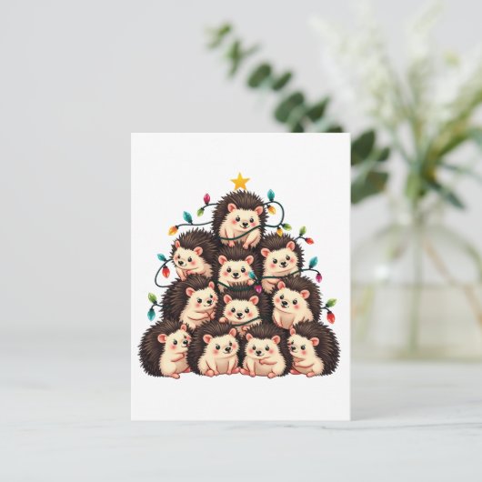 ハリネズミのクリスマスツリーメリークリスマスクリスマス 案内ポストカード (スタンド正面)