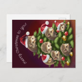 ハリネズミのクリスマスツリー葉書 ポストカード (正面/裏面)