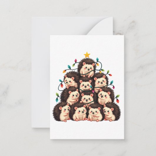 ハリネズミのクリスマスツリー メリークリスマス Xmas ノートカード (正面)