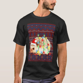 ハリネズミのクリスマスライト醜いセーター山羊 Tシャツ