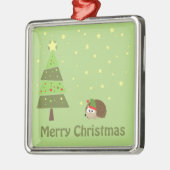ハリネズミのクリスマス場面 メタルオーナメント (左)