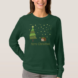 ハリネズミのクリスマス場面 Tシャツ