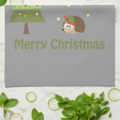 ハリネズミのクリスマス シーン キッチンタオル (折り畳み)