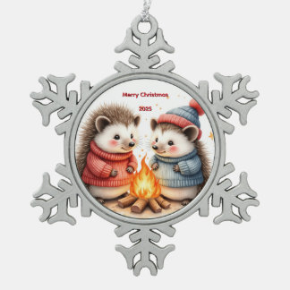 ハリネズミのクリスマス スノーフレークピューターオーナメント