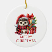 ハリネズミのクリスマス セラミックオーナメント (正面)