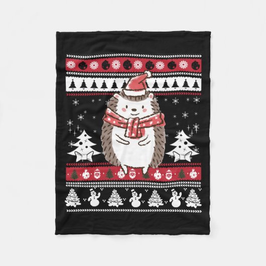 ハリネズミのクリスマス フリースブランケット (正面)