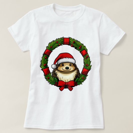 ハリネズミのクリスマス Tシャツ (デザイン正面)