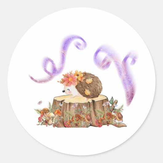 ハリネズミのシール ラウンドシール (正面)