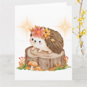 ハリネズミのスタンプカード カード (黄色い花)