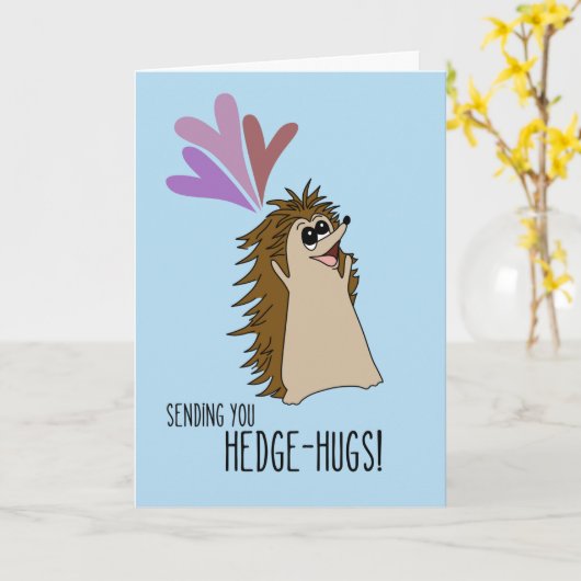 ハリネズミのハグカードを送ります カード (黄色い花)