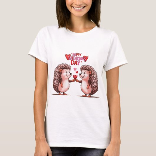 ハリネズミのハート - バレンタインデーの愛 Tシャツ (正面)