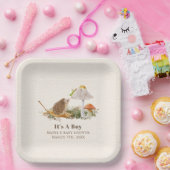 ハリネズミのバッタの森の赤ちゃんシャワー ペーパープレート (パーティー)