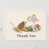 ハリネズミのバッタ赤ちゃんシャワー サンキューカード (正面/裏面)