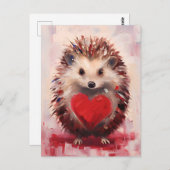 ハリネズミのバレンタインデー ポストカード (正面/裏面)