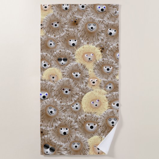 ハリネズミのパーティーのビーチタオル ビーチタオル (正面)