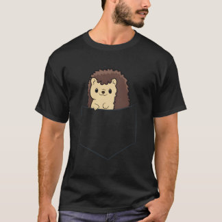 ハリネズミのポケットかわいいポケットハリネズミ Tシャツ
