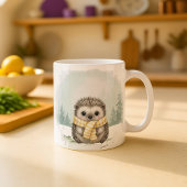 ハリネズミのマグカップ かわいい水彩画 冬 クリスマス ギフト コーヒーマグカップ