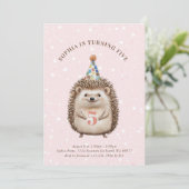 ハリネズミの女の子の誕生日パーティー招待状 招待状 (スタンド正面)