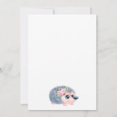 ハリネズミの弓風船ピンクの花の誕生日の動物 招待状 (裏面)