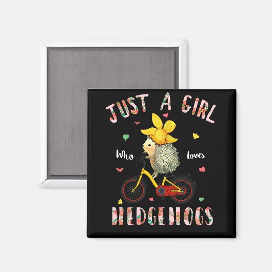 ハリネズミの恋人ギフトただの少女ヘッジホグを愛する マグネット (正面/裏面)