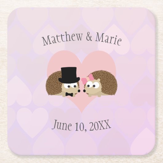 ハリネズミの恋 スクエアペーパーコースター (正面)