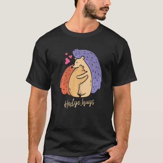 ハリネズミの抱擁 ハリネズミのささやき 手刺し動物 プレミアム Tシャツ (正面)