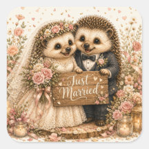 ハリネズミの新婚カップル ロマンチック カントリーロア ウェディング