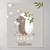 ハリネズミの森の動物の夢のポスター |壁のプリント ポスター (正面)