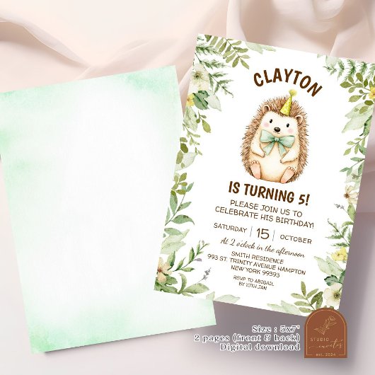 ハリネズミの森の誕生日 招待状