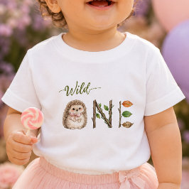 ハリネズミの水彩画 Wild One ベビー誕生日Tシャツ  ベビーTシャツ