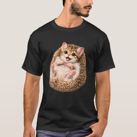 ハリネズミの猫の面白い動物のミーム好き Tシャツ (正面)