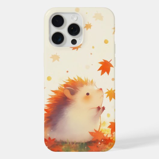 ハリネズミの秋の楽しみ iPhoneケース (裏面)
