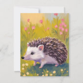 ハリネズミの花の畑の動物の絵カード (正面)