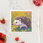 ハリネズミの花畑の動物の絵 スタンダードカクテルナプキン (インサイチュ)