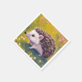 ハリネズミの花畑の動物の絵 スタンダードカクテルナプキン (角)