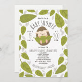 ハリネズミの落ち葉の森のベビーシャワー 招待状 (正面/裏面)