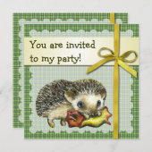 ハリネズミの誕生日の招待 招待状 (正面/裏面)