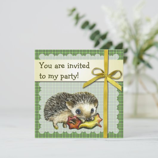 ハリネズミの誕生日の招待 招待状 (スタンド正面)