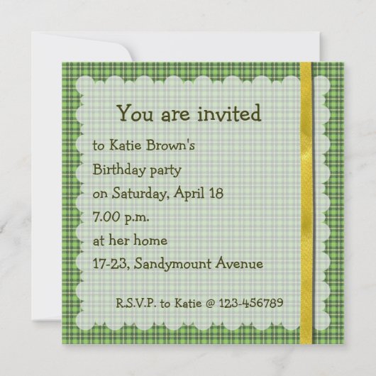 ハリネズミの誕生日の招待 招待状 (裏面)