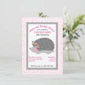 ハリネズミの誕生日パーティー招待状 花輪 招待状 (スタンド正面)